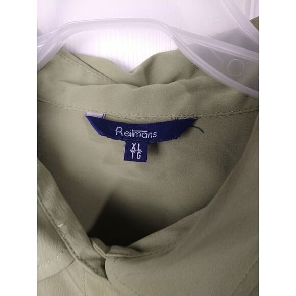 Reitmans Woman XL Blouse Green Long Button Sleeve Collared Button Shirt - Picture 4 of 8